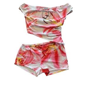Fashion Nova Pink and Yellow Floral Set